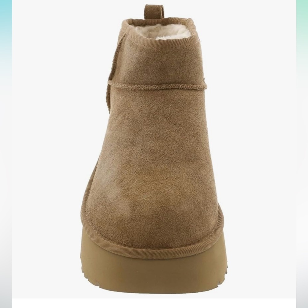 🥠 New-UGG Women's mini heights suede ankle chestnut Platform Winter Boots - Picture 6 of 7